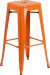 Orange Metal Backless Bar Stool