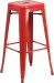 Red Metal Backless Bar Stool