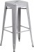 Silver Metal Backless Bar Stool