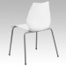 White 770 lb Capacity Stack Chair with Lumbar Support and Silver Frame