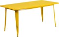 Yellow 32 x 63 Rectangular Outdoor Retro Industrial Metal Table