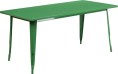 Green 32 x 63 Rectangular Outdoor Retro Industrial Metal Table
