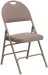 Beige Fabric Seat Triple Braced Metal Folding Chair with Easy-Carry Handle