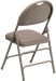 Beige Fabric Seat Triple Braced Metal Folding Chair with Easy-Carry Handle