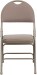 Beige Fabric Seat Triple Braced Metal Folding Chair with Easy-Carry Handle