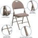 Beige Fabric Seat Triple Braced Metal Folding Chair with Easy-Carry Handle