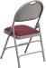 Burgundy Fabric Seat Triple Braced Metal Folding Chair with Easy-Carry Handle