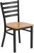 Black Metal Ladder Back Restaurant Chair w/ Natural Wood Seat