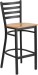 Ladder Back Black Metal Bar Stool Natural Wood Seat