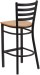 Ladder Back Black Metal Bar Stool Natural Wood Seat