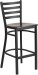 Ladder Back Black Metal Bar Stool Walnut Wood Seat