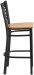 X Back Black Metal Bar Stool with Natural Wood Seat