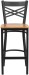 X Back Black Metal Bar Stool with Natural Wood Seat