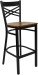 X Back Black Metal Bar Stool with Cherry Wood Seat