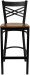 X Back Black Metal Bar Stool with Cherry Wood Seat