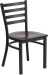 Black Metal Ladder Back Restaurant Chair w/ Walnut Wood Seat